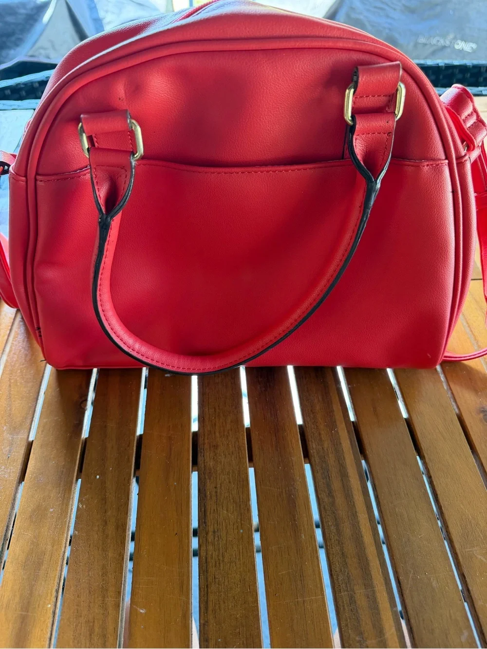 Juicy Couture Red Satchel with Heart Charm and Gold Accents